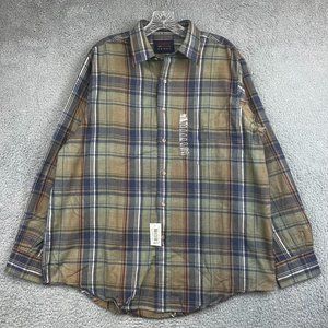 New Men's SHIRT Arrow Sport Plaid Flannel L Plaid Cotton